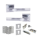 STATUS Kansas Door Handle Pack (Euro Lock Set - 3" CE Sashlock, 3" Premium Hinges x3) - Satin Chrome