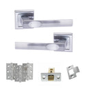 STATUS Kansas Door Handle Pack (Latch Set - 3" CE Latch, 3" Premium Hinges x3) - Satin Chrome