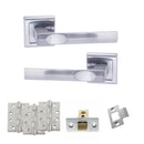 STATUS Kansas Door Handle Pack (Latch Set - 2.5" CE Latch, 4" Fire Rated Hinges x3) - Satin Chrome