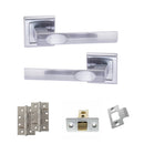 STATUS Kansas Door Handle Pack (Latch Set - 3" CE Latch, 4" Slim Knuckle Hinges x2) - Satin Chrome