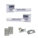 STATUS Kansas Door Handle Pack (Latch Set - 2.5" Latch, 3" Hinges x2) - Satin Chrome