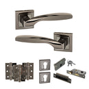 STATUS Oklahoma Door Handle Pack (Euro Lock Set - 2.5" CE Sashlock, 3" Premium Hinges x3) - Black Nickel