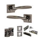 STATUS Oklahoma Door Handle Pack (Euro Lock Set - 3" CE Sashlock, 4" Slim Knuckle Hinges x2) - Black Nickel