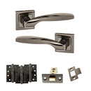STATUS Oklahoma Door Handle Pack (Latch Set - 3" CE Latch, 4" Fire Rated Hinges x3) - Black Nickel