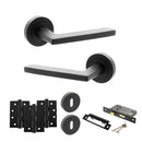 STATUS Alaska Door Handle Pack (3 Lever Lock Set - 2.5" CE Sashlock, 4" Fire Rated Hinges x3) - Matt Black