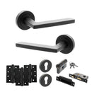 STATUS Alaska Door Handle Pack (Euro Lock Set - 3" CE Sashlock, 4" Fire Rated Hinges x3) - Matt Black