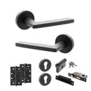 STATUS Alaska Door Handle Pack (Euro Lock Set - 2.5" CE Sashlock, 4" Slim Knuckle Hinges x2) - Matt Black