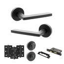 STATUS Alaska Door Handle Pack (Bathroom Set - 2.5" CE Bathroom Lock, 3" Premium Hinges x3) - Matt Black