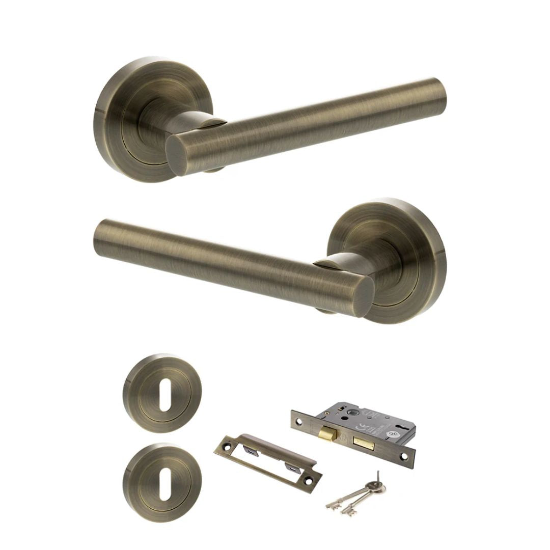 Atlantic S28R Status Nebraska on Round Rose Door Handle Pack