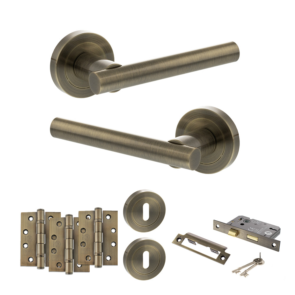 Atlantic S28R Status Nebraska on Round Rose Door Handle Pack