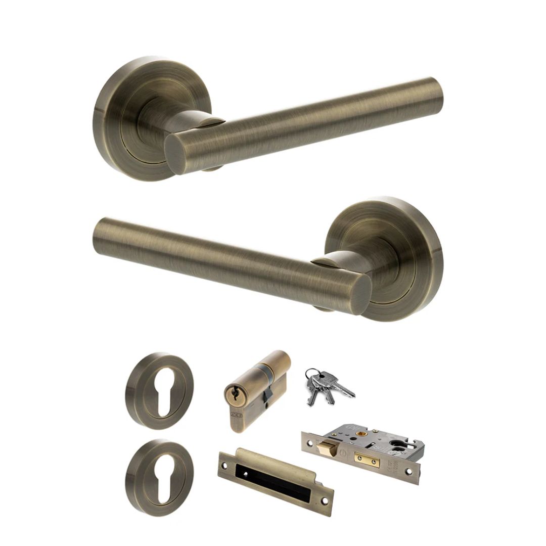 Atlantic S28R Status Nebraska on Round Rose Door Handle Pack
