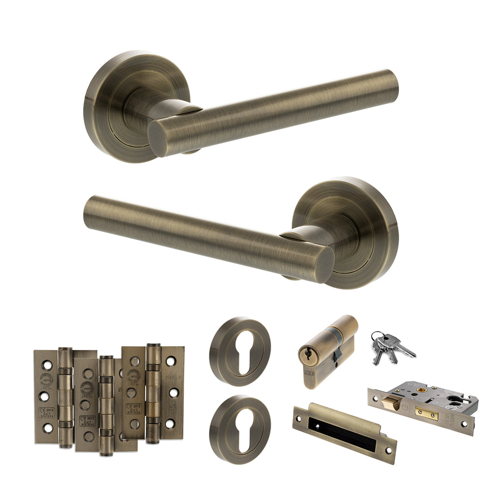 Atlantic S28R Status Nebraska on Round Rose Door Handle Pack