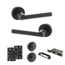 STATUS Nebraska Door Handle Pack (Bathroom Set - 2.5" CE Bathroom Lock, 4" Slim Knuckle Hinges x2) - Matt Black