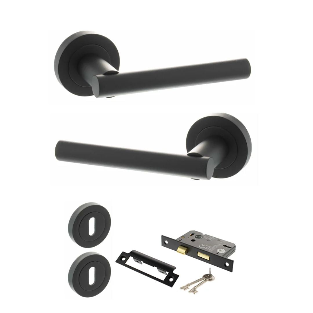 Atlantic S28R Status Nebraska on Round Rose Door Handle Pack