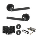 STATUS Nebraska Door Handle Pack (3 Lever Lock Set - 2.5" CE Sashlock, 4" Fire Rated Hinges x3) - Matt Black
