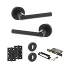 STATUS Nebraska Door Handle Pack (3 Lever Lock Set - 2.5" CE Sashlock, 4" Slim Knuckle Hinges x2) - Matt Black