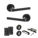 STATUS Nebraska Door Handle Pack (3 Lever Lock Set - 3" CE Sashlock, 4" Slim Knuckle Hinges x2) - Matt Black