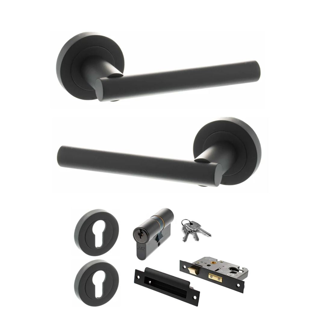 Atlantic S28R Status Nebraska on Round Rose Door Handle Pack