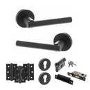 STATUS Nebraska Door Handle Pack (Euro Lock Set - 3" CE Sashlock, 3" Premium Hinges x3) - Matt Black