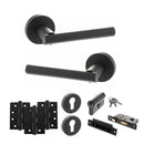 STATUS Nebraska Door Handle Pack (Euro Lock Set - 2.5" CE Sashlock, 4" Fire Rated Hinges x3) - Matt Black