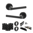 STATUS Nebraska Door Handle Pack (Euro Lock Set - 3" CE Sashlock, 4" Fire Rated Hinges x3) - Matt Black