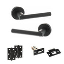 STATUS Nebraska Door Handle Pack (Latch Set - 2.5" Latch, 3" Hinges x2) - Matt Black