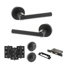 STATUS Nebraska Door Handle Pack (Bathroom Set - 2.5" CE Bathroom Lock, 3" Premium Hinges x3) - Matt Black