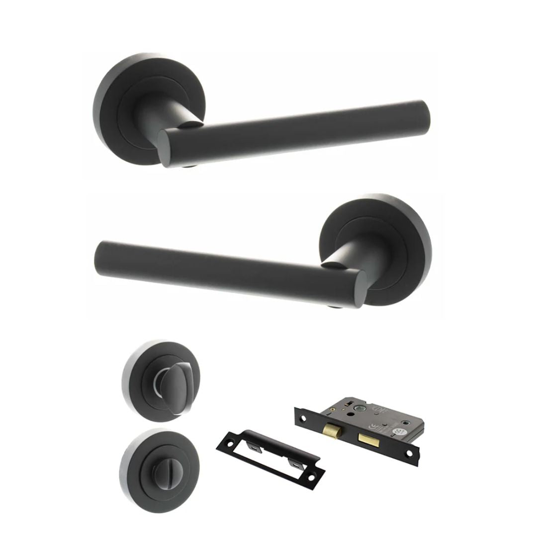 Atlantic S28R Status Nebraska on Round Rose Door Handle Pack