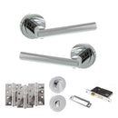 STATUS Nebraska Door Handle Pack (Bathroom Set - 2.5" CE Bathroom Lock, 4" Fire Rated Hinges x3) - Polished Chrome