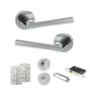 STATUS Nebraska Door Handle Pack (Bathroom Set - 2.5" CE Bathroom Lock, 4" Slim Knuckle Hinges x2) - Polished Chrome
