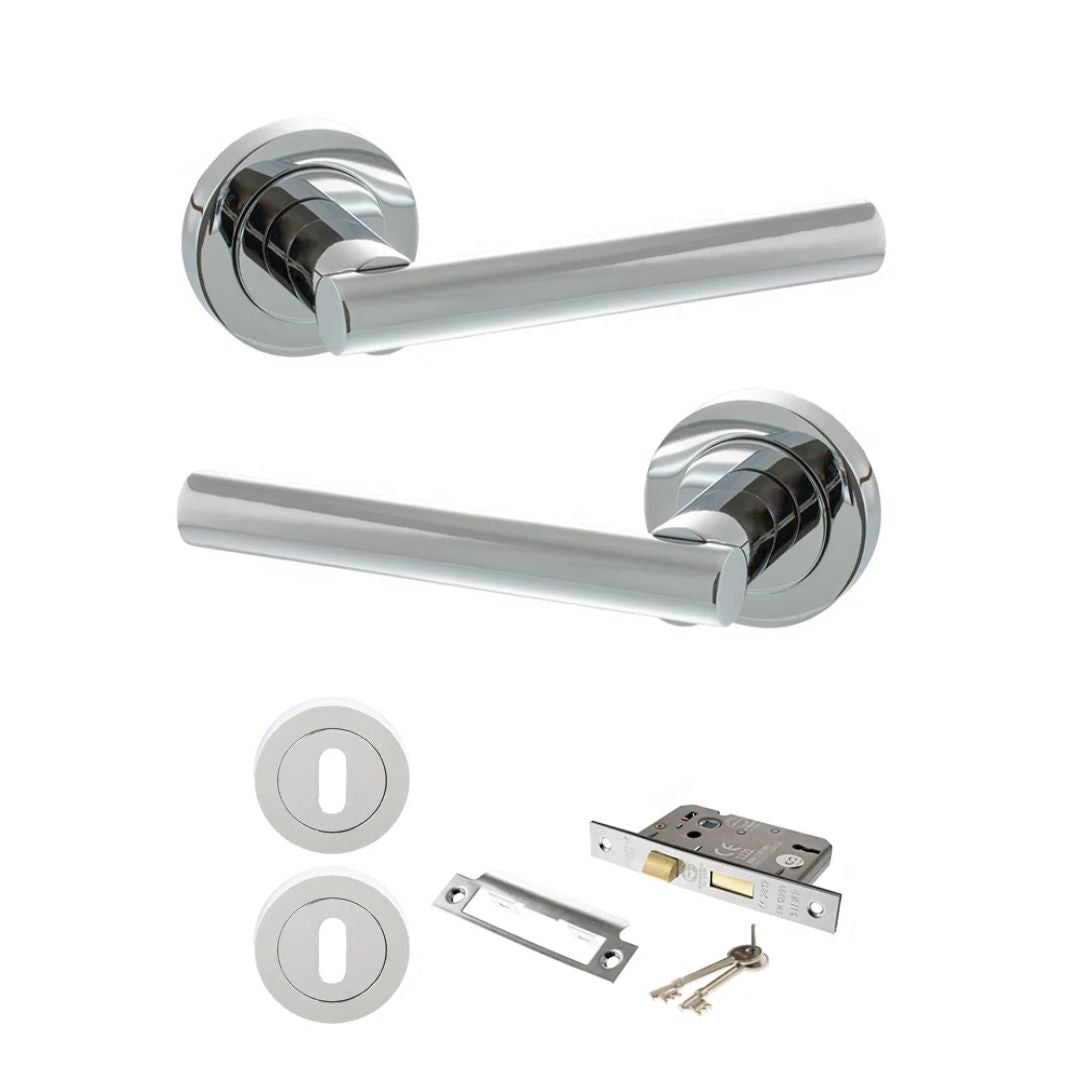 Atlantic S28R Status Nebraska on Round Rose Door Handle Pack