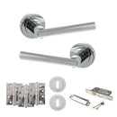 STATUS Nebraska Door Handle Pack (3 Lever Lock Set - 3" CE Sashlock, 4" Fire Rated Hinges x3) - Polished Chrome