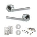 STATUS Nebraska Door Handle Pack (3 Lever Lock Set - 3" CE Sashlock, 4" Slim Knuckle Hinges x2) - Polished Chrome