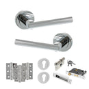 STATUS Nebraska Door Handle Pack (Euro Lock Set - 2.5" CE Sashlock, 3" Premium Hinges x3) - Polished Chrome