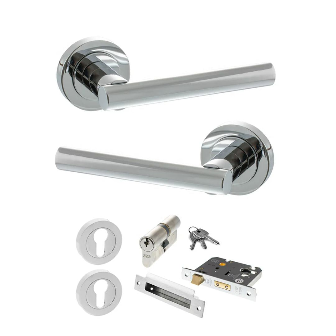 Atlantic S28R Status Nebraska on Round Rose Door Handle Pack