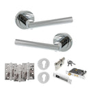 STATUS Nebraska Door Handle Pack (Euro Lock Set - 3" CE Sashlock, 4" Fire Rated Hinges x3) - Polished Chrome