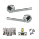 STATUS Nebraska Door Handle Pack (Latch Set - 3" CE Latch, 4" Fire Rated Hinges x3) - Polished Chrome