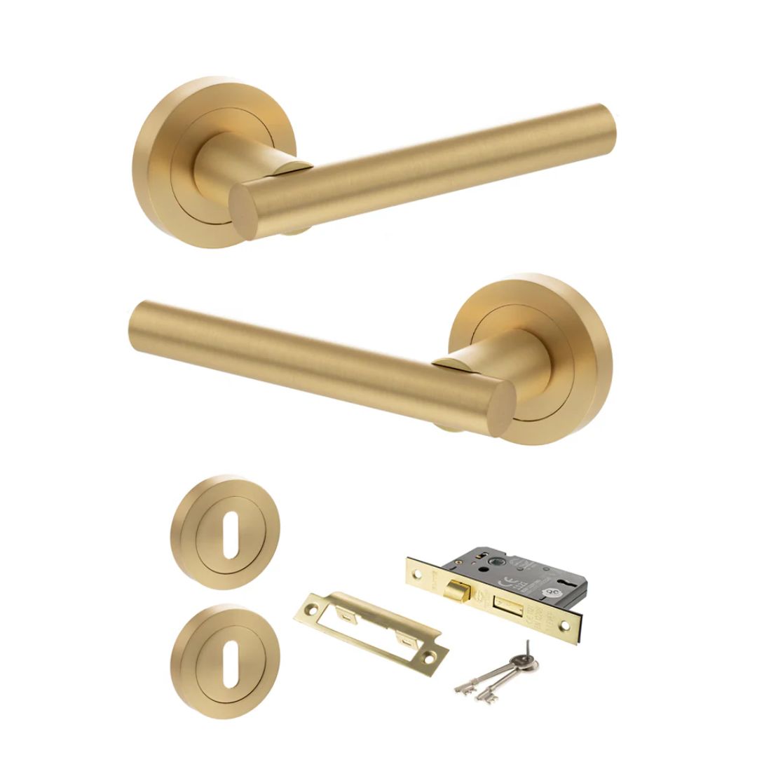 Atlantic S28R Status Nebraska on Round Rose Door Handle Pack