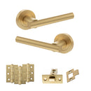 STATUS Nebraska Door Handle Pack (Latch Set - 2.5" CE Latch, 3" Premium Hinges x3) - Satin Brass