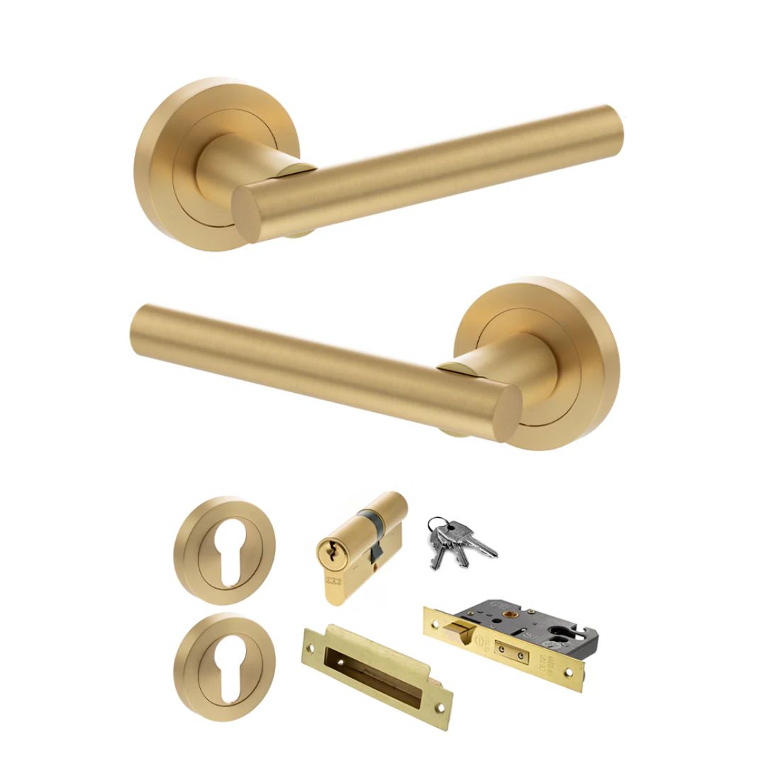 Atlantic S28R Status Nebraska on Round Rose Door Handle Pack
