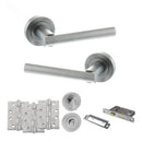 STATUS Nebraska Door Handle Pack (Bathroom Set - 3" CE Bathroom Lock, 4" Fire Rated Hinges x3) - Satin Chrome