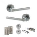STATUS Nebraska Door Handle Pack (Bathroom Set - 3" CE Bathroom Lock, 4" Slim Knuckle Hinges x2) - Satin Chrome