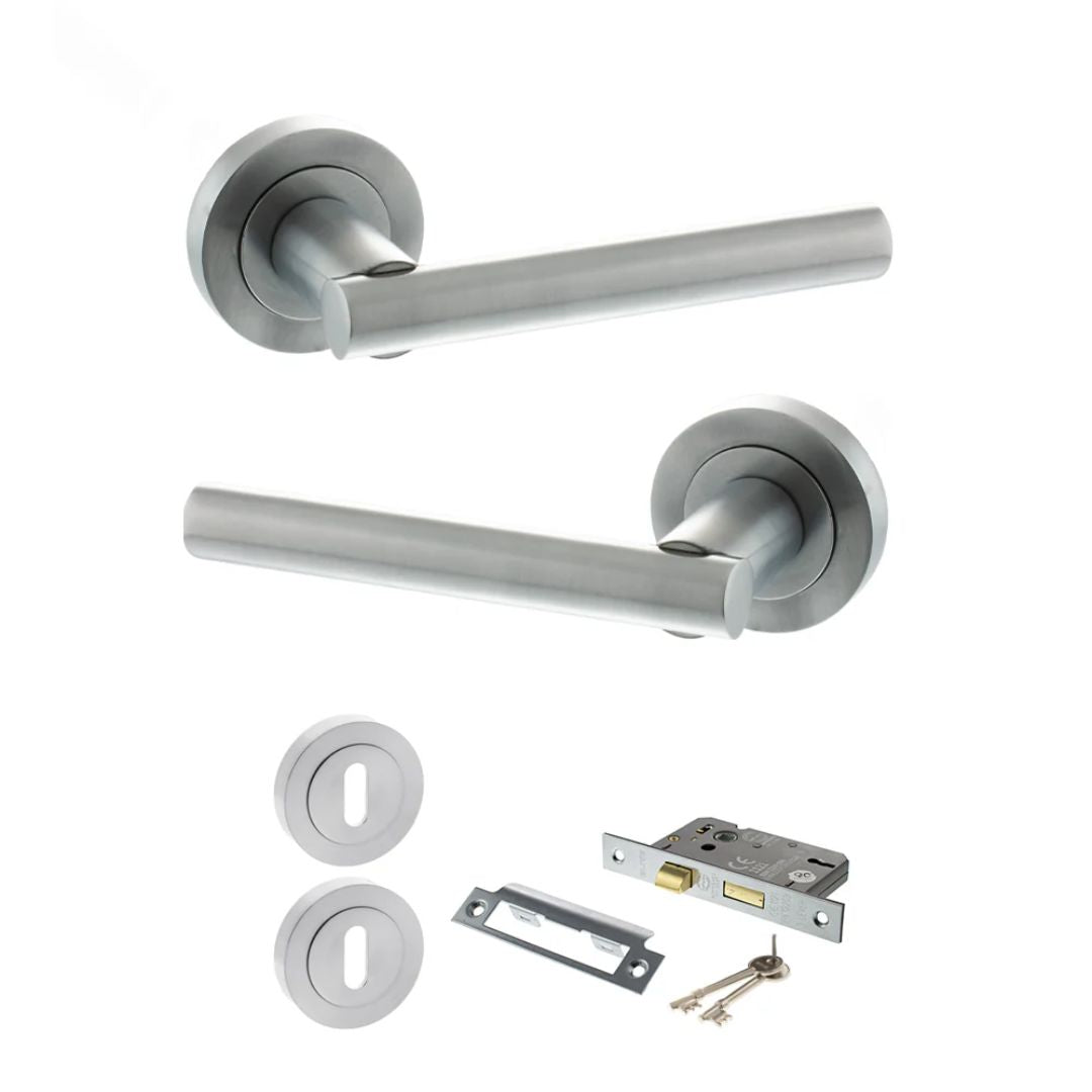 Atlantic S28R Status Nebraska on Round Rose Door Handle Pack