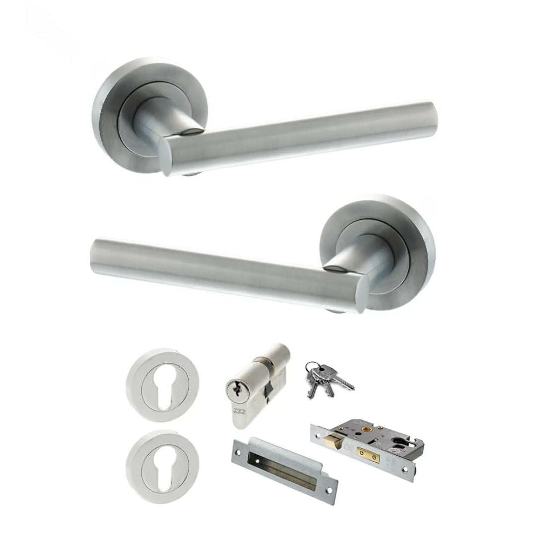 Atlantic S28R Status Nebraska on Round Rose Door Handle Pack