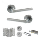 STATUS Nebraska Door Handle Pack (Bathroom Set - 3" CE Bathroom Lock, 3" Premium Hinges x3) - Satin Chrome