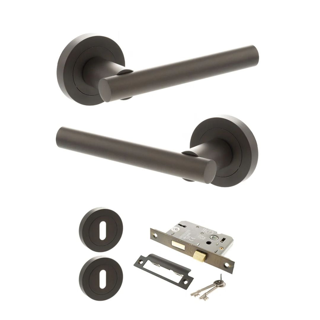 Atlantic S28R Status Nebraska on Round Rose Door Handle Pack