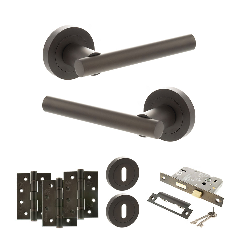 Atlantic S28R Status Nebraska on Round Rose Door Handle Pack