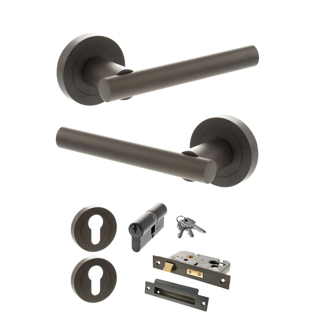 Atlantic S28R Status Nebraska on Round Rose Door Handle Pack