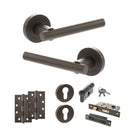 STATUS Nebraska Door Handle Pack (Euro Lock Set - 3" CE Sashlock, 4" Slim Knuckle Hinges x2) - Urban Dark Bronze