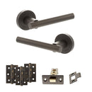 STATUS Nebraska Door Handle Pack (Latch Set - 3" CE Latch, 3" Premium Hinges x3) - Urban Dark Bronze